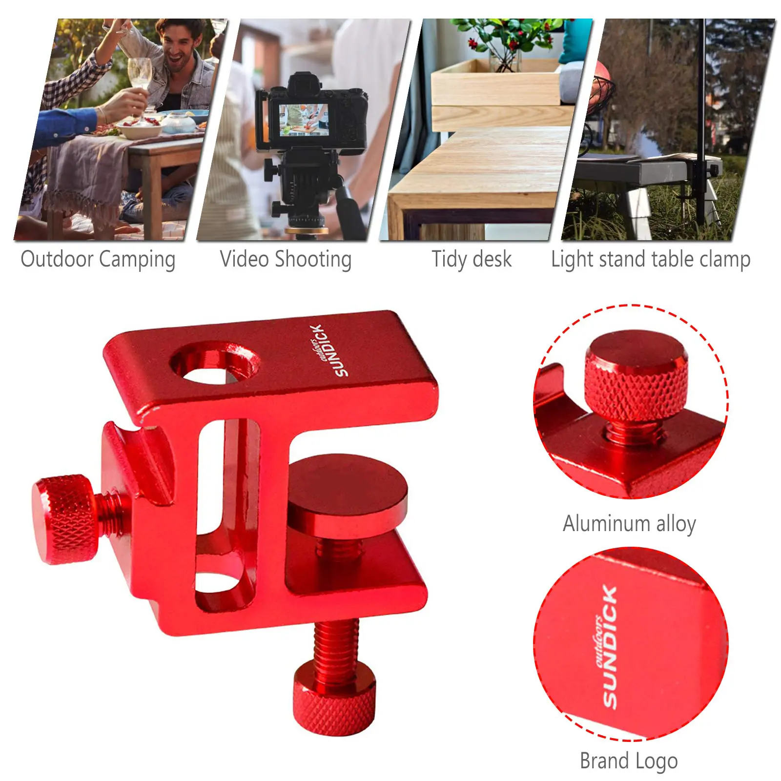 Light Pole Table Clamp Aluminum Alloy Pole Holder Table Clip Lantern Bracket Fixing Clip for Table Thickness Under 3cm
