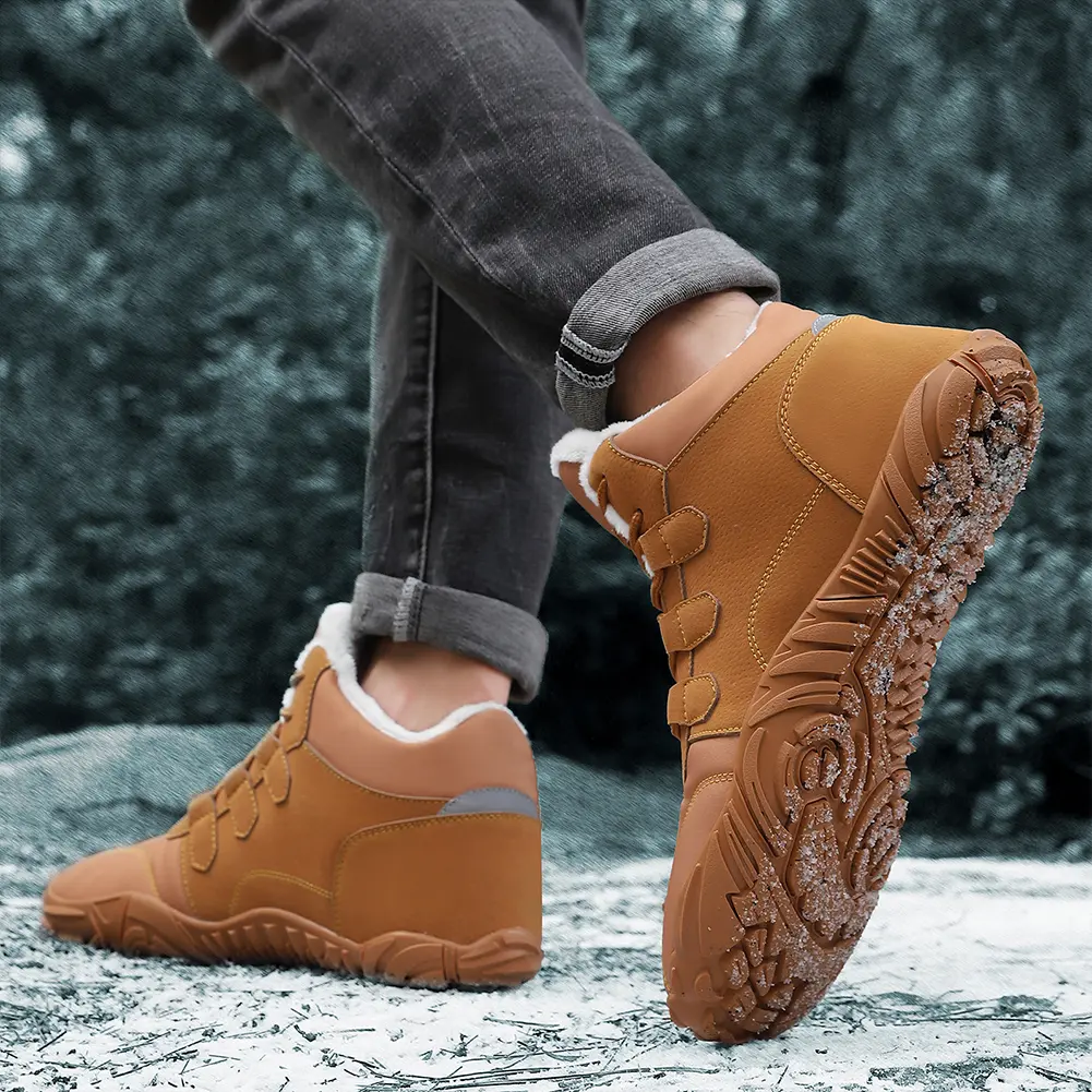 Barefoot Snow Boots Warm Fur Shoes Non Slip Minimalist Ankle Boots Thermal Plush Barefoot Shoes Comfortable for Hiking Walking