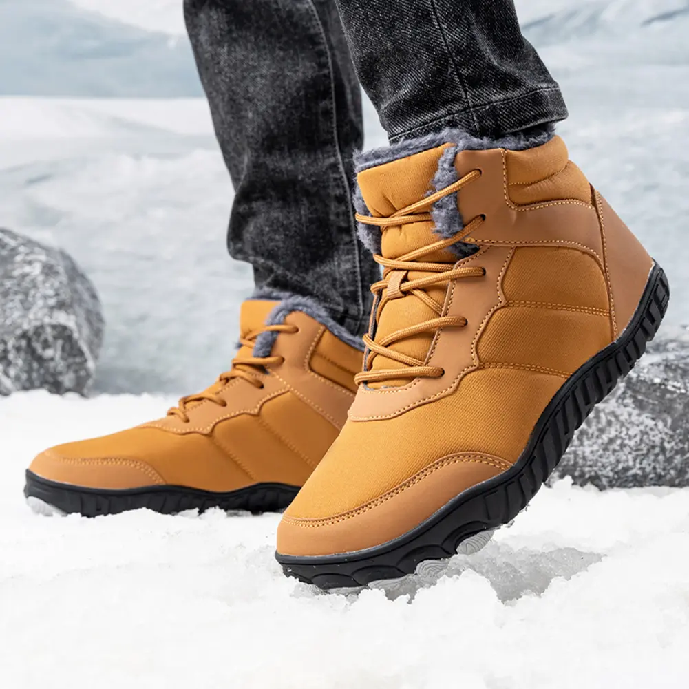 Winter Snow Boots Barefoot Hiking Shoes Waterproof Warm Lined Booties Anti Slip Minimalist Five Finger Boots for Hiking Climbing