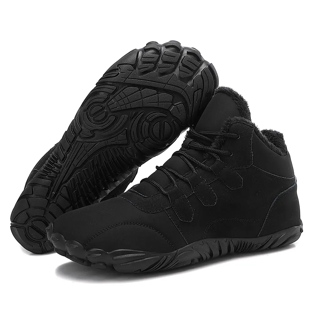 Barefoot Snow Boots Warm Fur Shoes Non Slip Minimalist Ankle Boots Thermal Plush Barefoot Shoes Comfortable for Hiking Walking