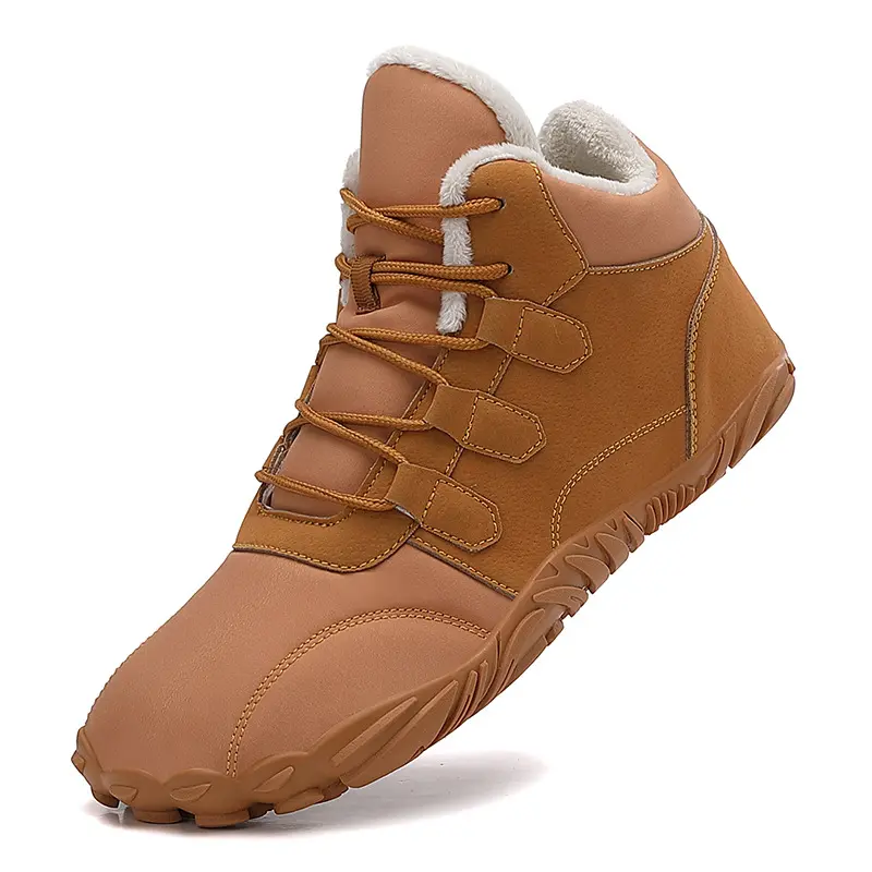 Barefoot Snow Boots Warm Fur Shoes Non Slip Minimalist Ankle Boots Thermal Plush Barefoot Shoes Comfortable for Hiking Walking