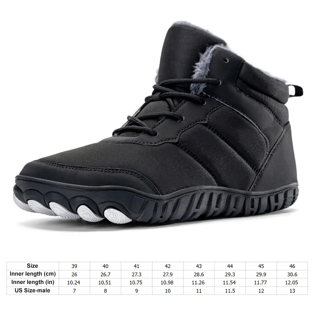 Winter Snow Boots Barefoot Hiking Shoes Waterproof Warm Lined Booties Anti Slip Minimalist Five Finger Boots for Hiking Climbing