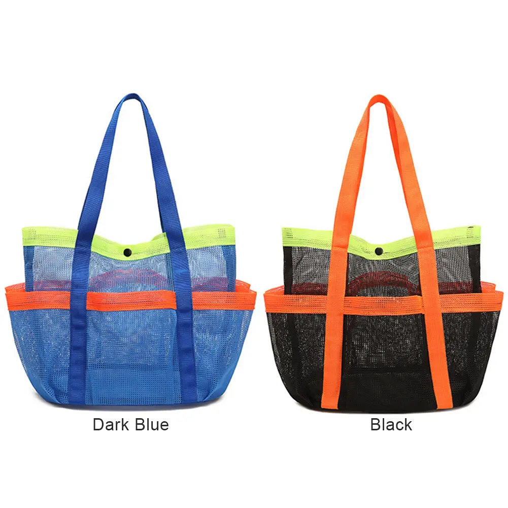 Mesh Beach Bag Portable Pool Bag Lightweight Sand  Organizer Bag Sandproof 7 Pockets for Cruise Swim Vacation Essentials