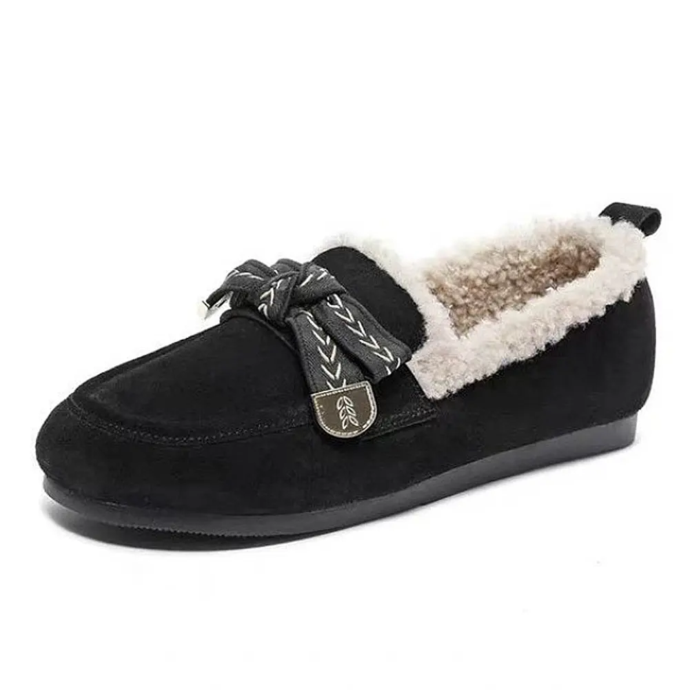 Women's Fluffy Furry Loafers Warm Plush Moccasin Slippers Winter House Shoes for Indoor Outdoor