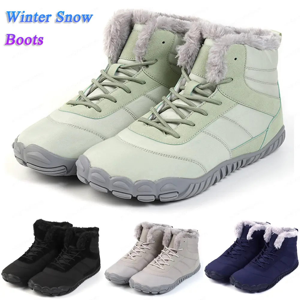 Winter Barefoot Shoes Warm Lined Winter Shoes for Men Women Waterproof Trail Running Shoes Casual Ankle Boots Sneakers