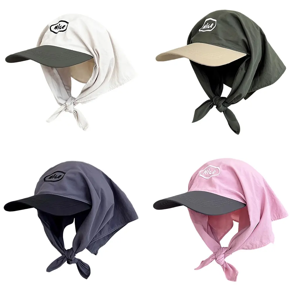 Fashion Strap Duck Tongue Hat Quick Drying Sun Protection Hat with Adjust Headscarf Sun Visor Hat for Women Girl