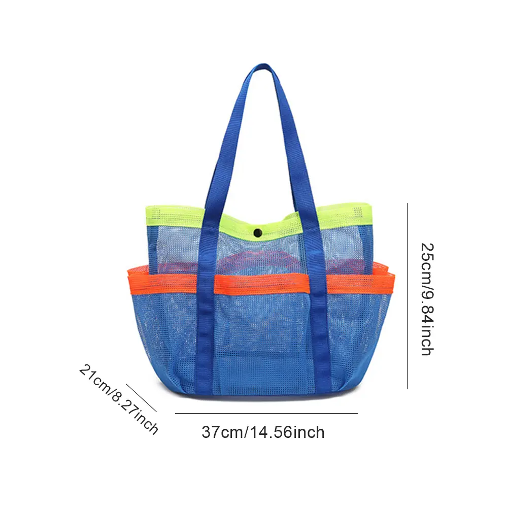 Mesh Beach Bag Portable Pool Bag Lightweight Sand  Organizer Bag Sandproof 7 Pockets for Cruise Swim Vacation Essentials