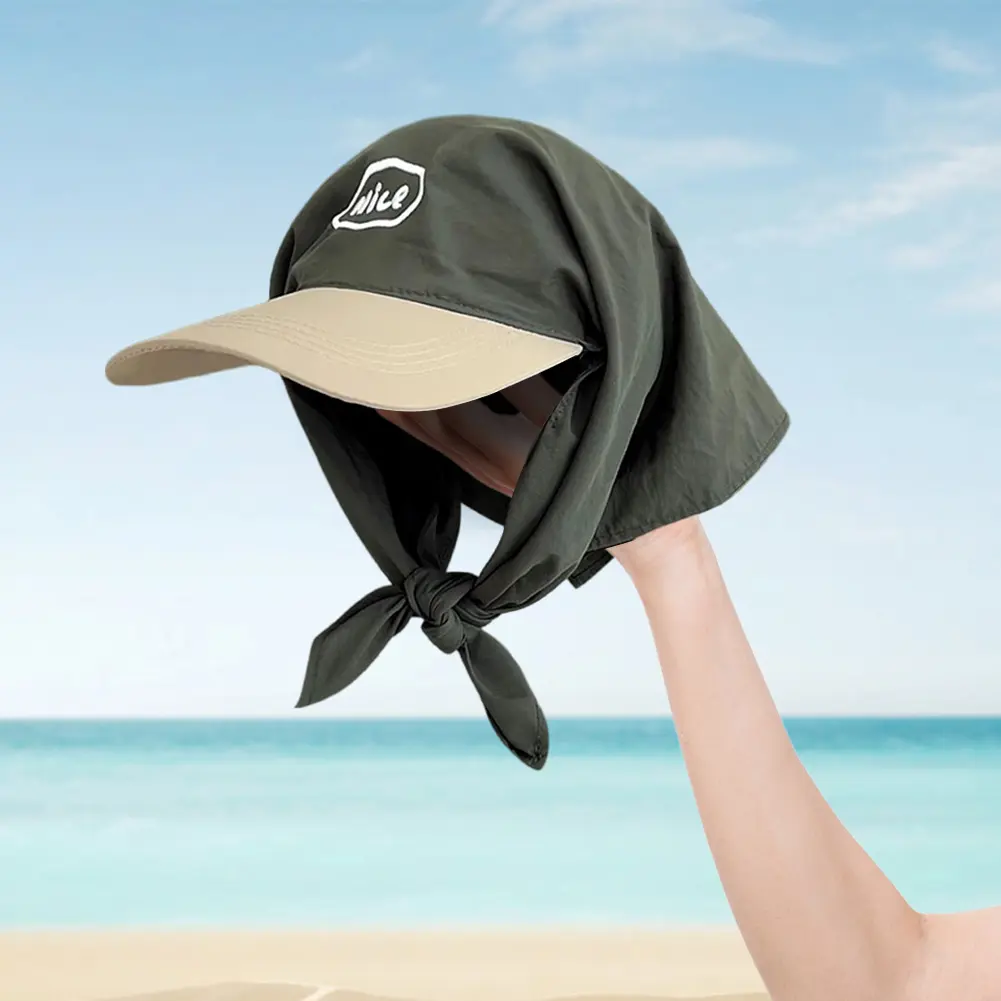 Fashion Strap Duck Tongue Hat Quick Drying Sun Protection Hat with Adjust Headscarf Sun Visor Hat for Women Girl