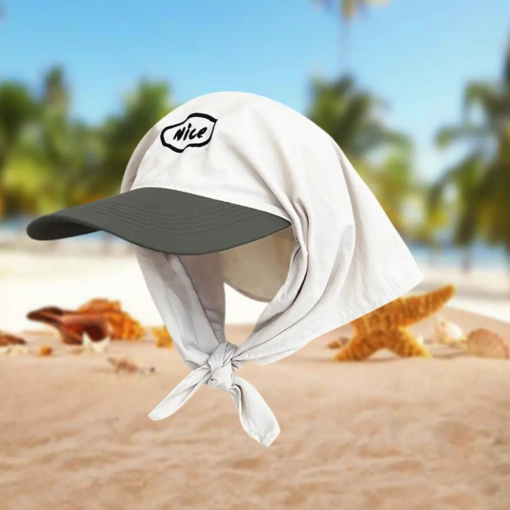 Fashion Strap Duck Tongue Hat Quick Drying Sun Protection Hat with Adjust Headscarf Sun Visor Hat for Women Girl