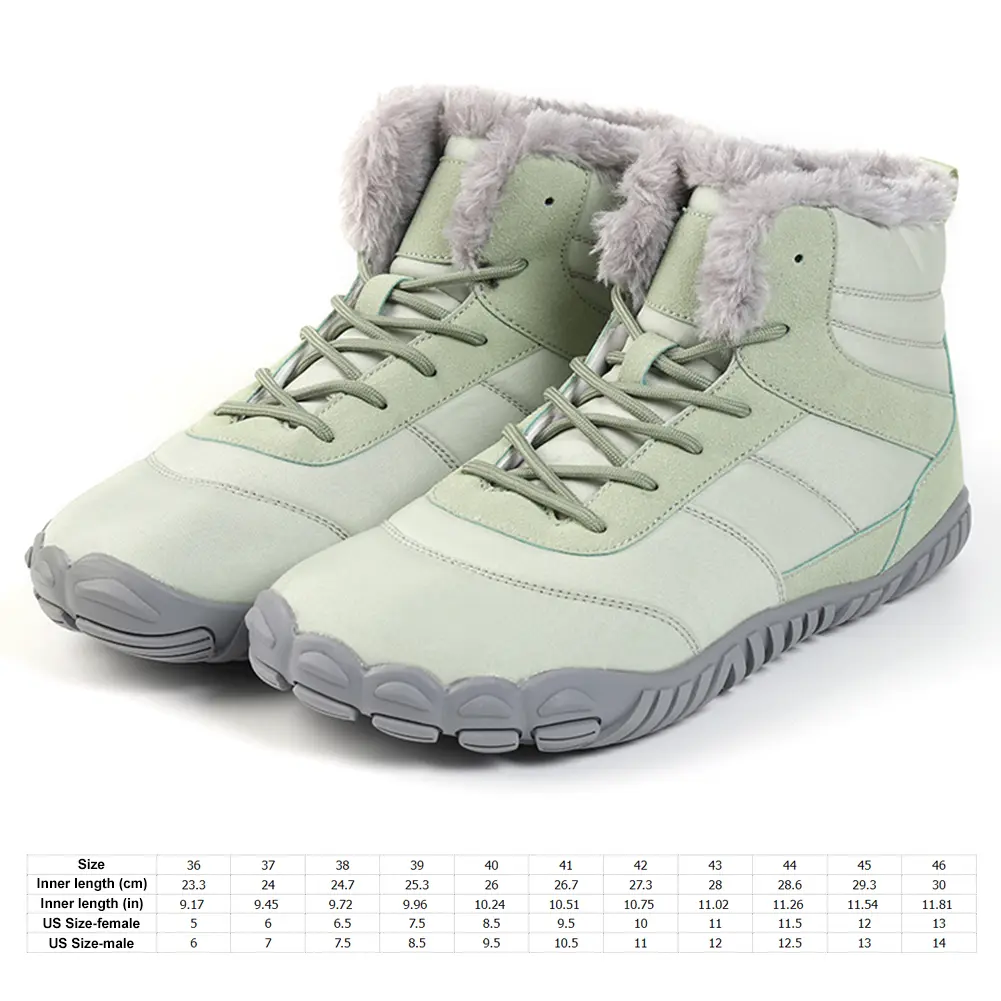 Winter Barefoot Shoes Warm Lined Winter Shoes for Men Women Waterproof Trail Running Shoes Casual Ankle Boots Sneakers