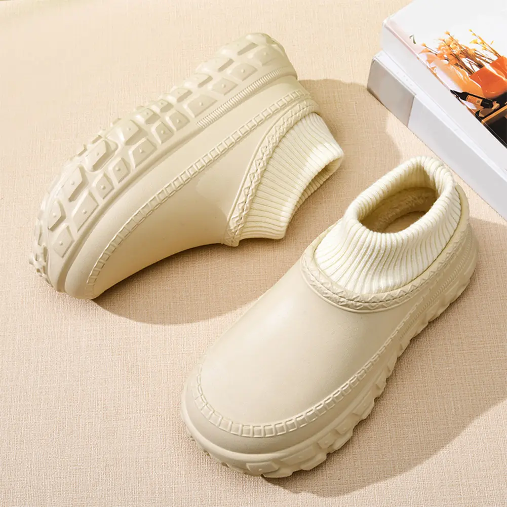 Women's Men's Winter Slippers Faux Fur Lined House Shoes Anti-Slip Platform Boots Platform Slippers for Indoor & Outdoor