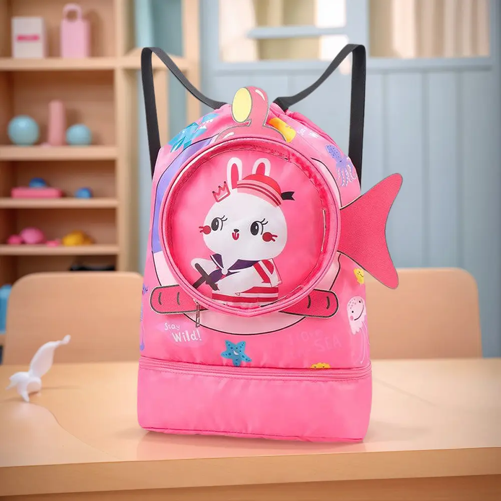 Dry Wet Pool Drawstring Gym Bag Dry Wet Separation Youth Beach Backpack Wet and Dry with Shoe Compartments for Boys Girls Teener