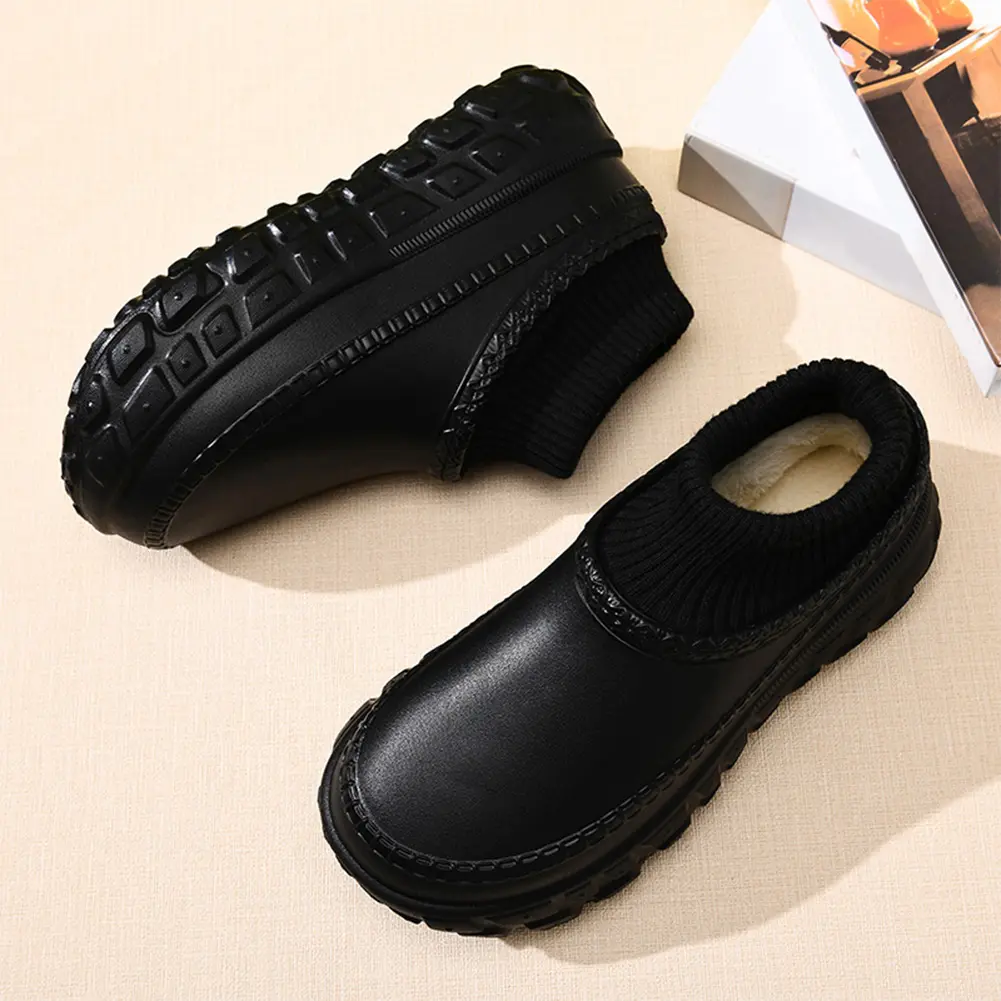 Women's Men's Winter Slippers Faux Fur Lined House Shoes Anti-Slip Platform Boots Platform Slippers for Indoor & Outdoor