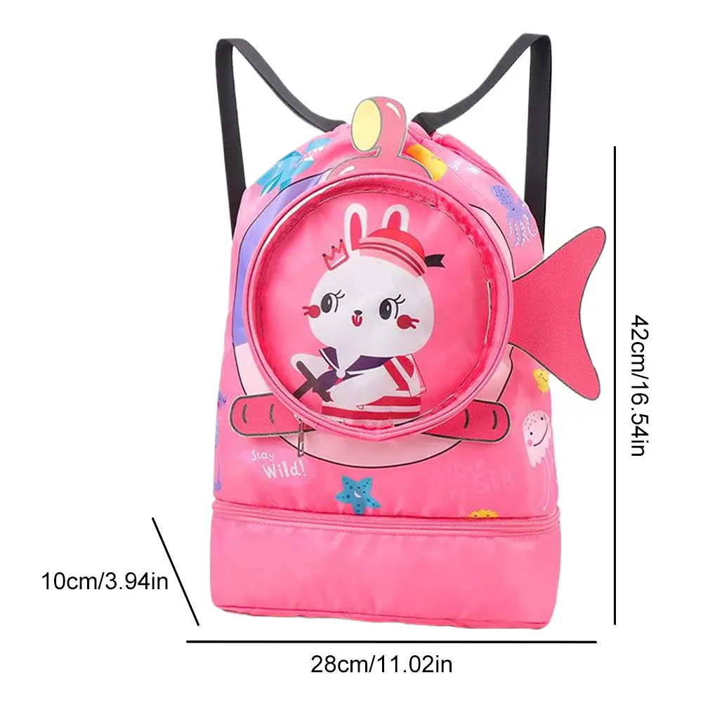 Dry Wet Pool Drawstring Gym Bag Dry Wet Separation Youth Beach Backpack Wet and Dry with Shoe Compartments for Boys Girls Teener