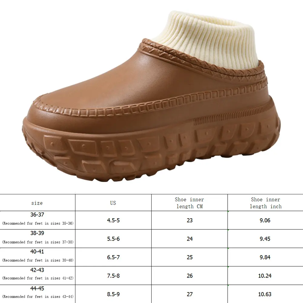 Women's Men's Winter Slippers Faux Fur Lined House Shoes Anti-Slip Platform Boots Platform Slippers for Indoor & Outdoor