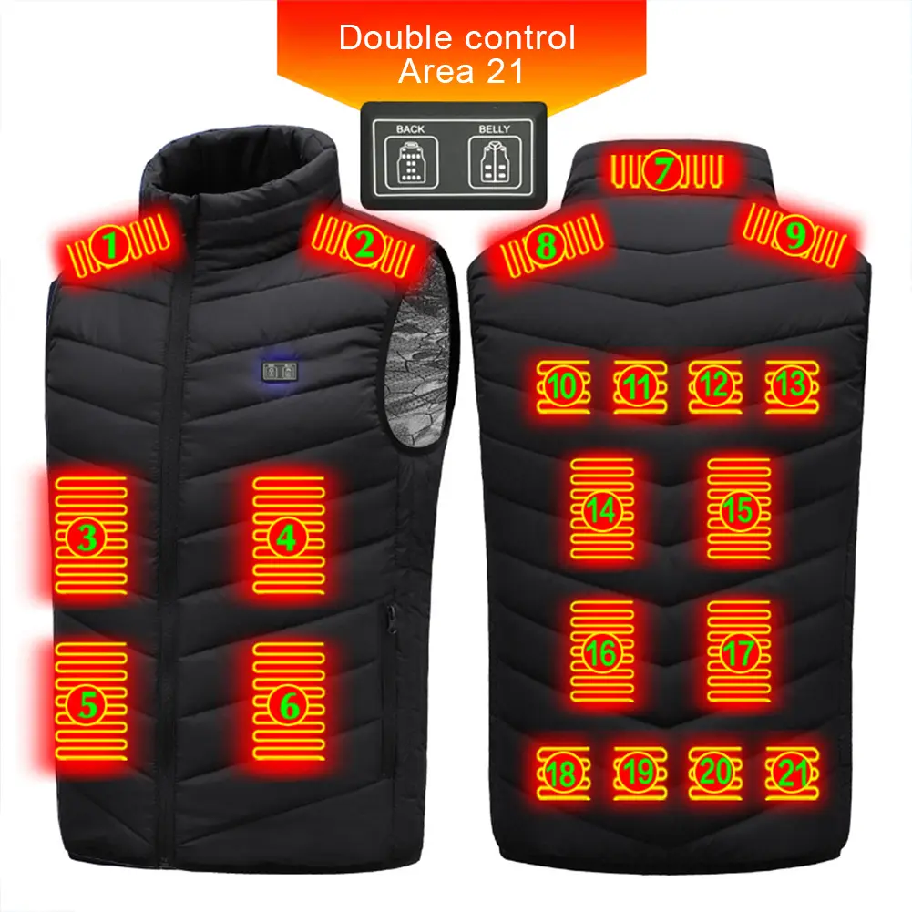 USB Heated Vest Winter Electric Heated Jackets Sportswear Heated Coat for Men and Women Outdoor Skiing Hiking