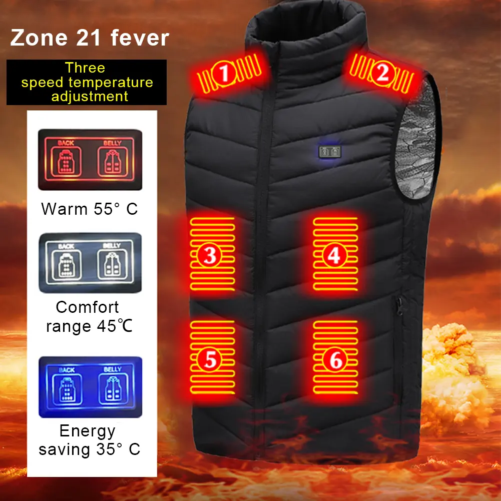 USB Heated Vest Winter Electric Heated Jackets Sportswear Heated Coat for Men and Women Outdoor Skiing Hiking