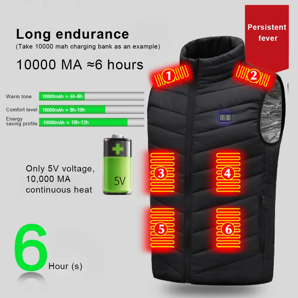 USB Heated Vest Winter Electric Heated Jackets Sportswear Heated Coat for Men and Women Outdoor Skiing Hiking