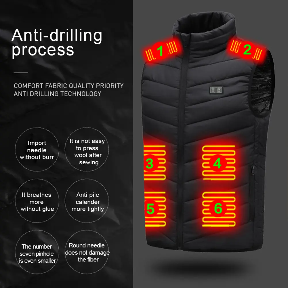 USB Heated Vest Winter Electric Heated Jackets Sportswear Heated Coat for Men and Women Outdoor Skiing Hiking
