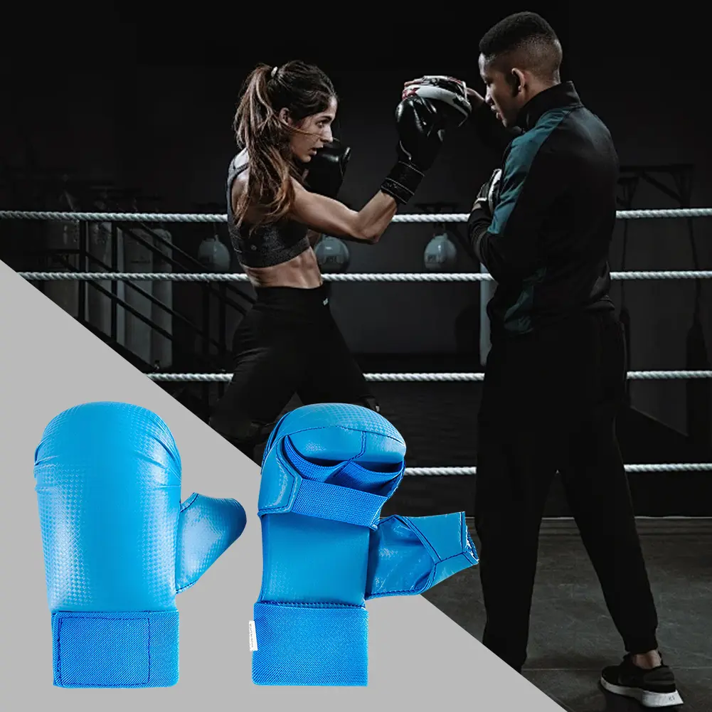 PU Leather Karate Gloves Taekwondo Protector Pads Thickened Karate Sparring Mitts Gloves Ergonomic for Martial Arts Muay Thai