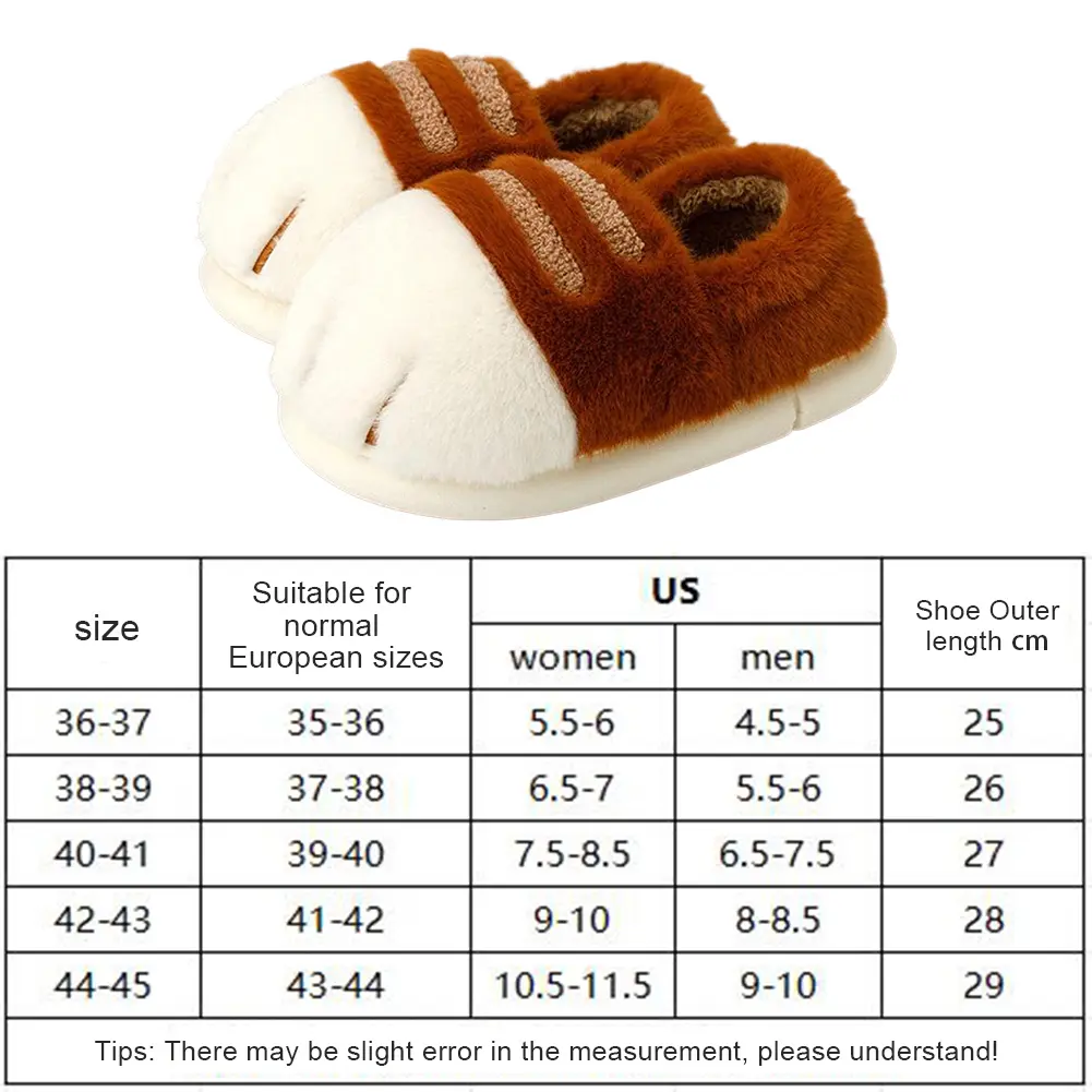 3D Cat Paw Plush Slippers Fluffy Home Slippers Comfortable Furry Paw Couple Slippers Anti Slip Cute Paw Slippers for Men Women
