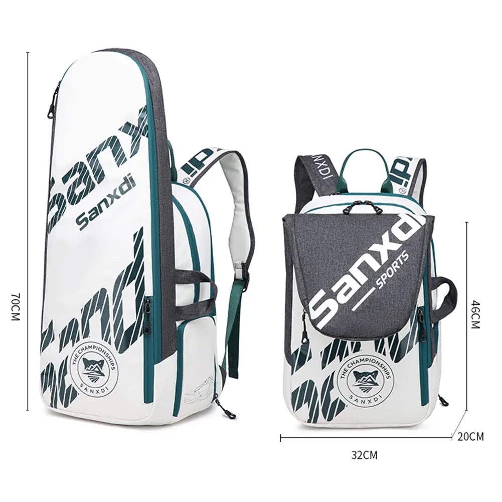 Badminton Racket Backpack Anti-Scratch Waterproof Beach Tennis Bag Multifunction Sports Backpack Expandable Sports Training Bag