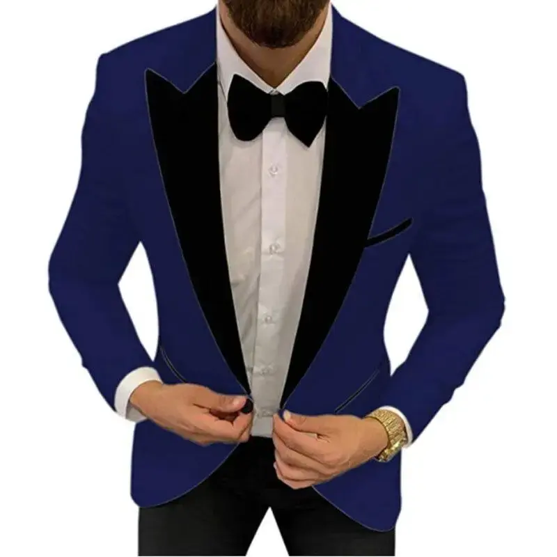 New Design Slim Fit 2 Piece Solid Men Suits Wedding Groom Tuxedos Formal Suits for Prom Party Best Man Peak Lapel Blazer Pants