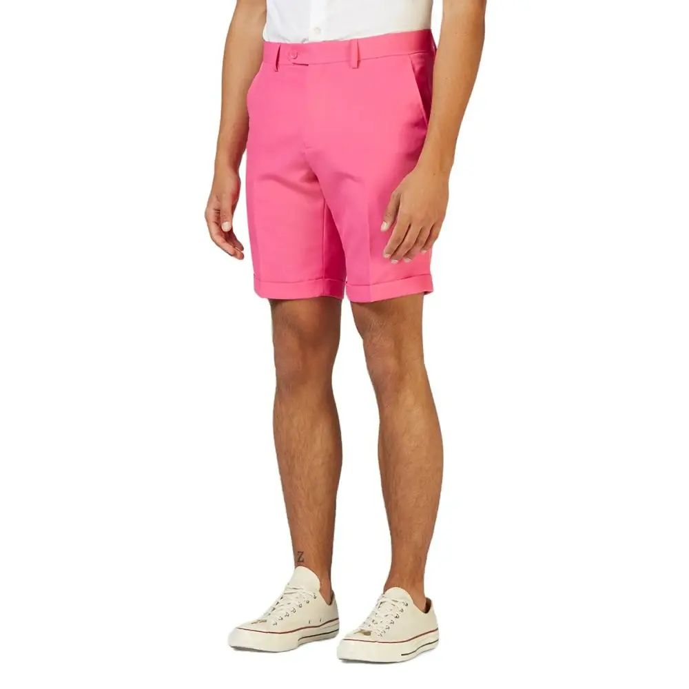 New Pink Men Suits Single Breasted and Notch Lapel Male Suits Smart Casual Formal 2 Piece Short-sleeved Blazer and Shorts