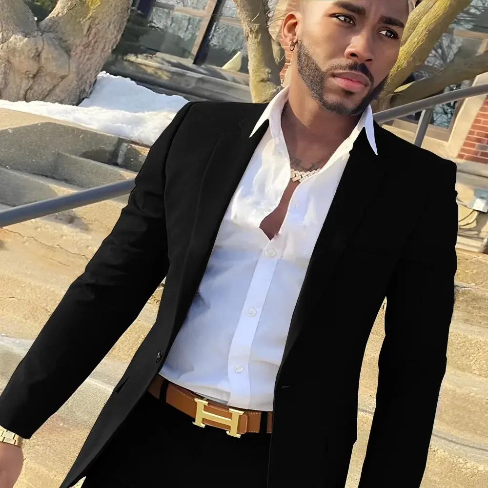 Navy Blue Men's Suit 2 Piece Business Formal Work Wear Wedding Groom Tuxedo Custom Dress Male 2024 Blazer
