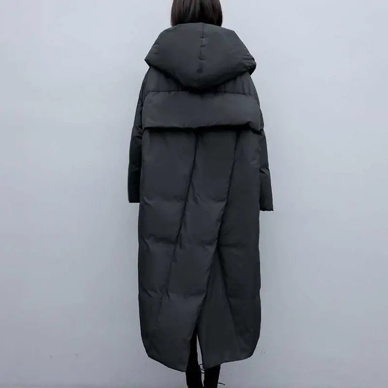 2025Winter New High quality Over-Knee Down Cotton Padded Jacket Women Hooded Coat Female Slim Thicken Warm Solid Ladies Overcoat