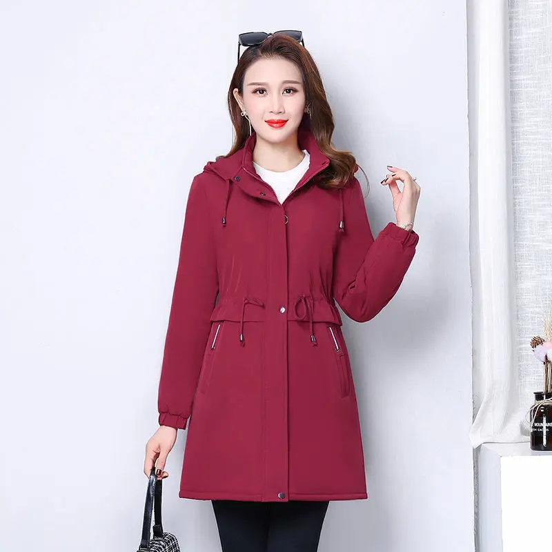 Women Jacket 2025New Autumn Winter Middle aged Hooded Parkas Thick Warm Causal Windbreaker Coat Mid-Length Outerwear Female Tops