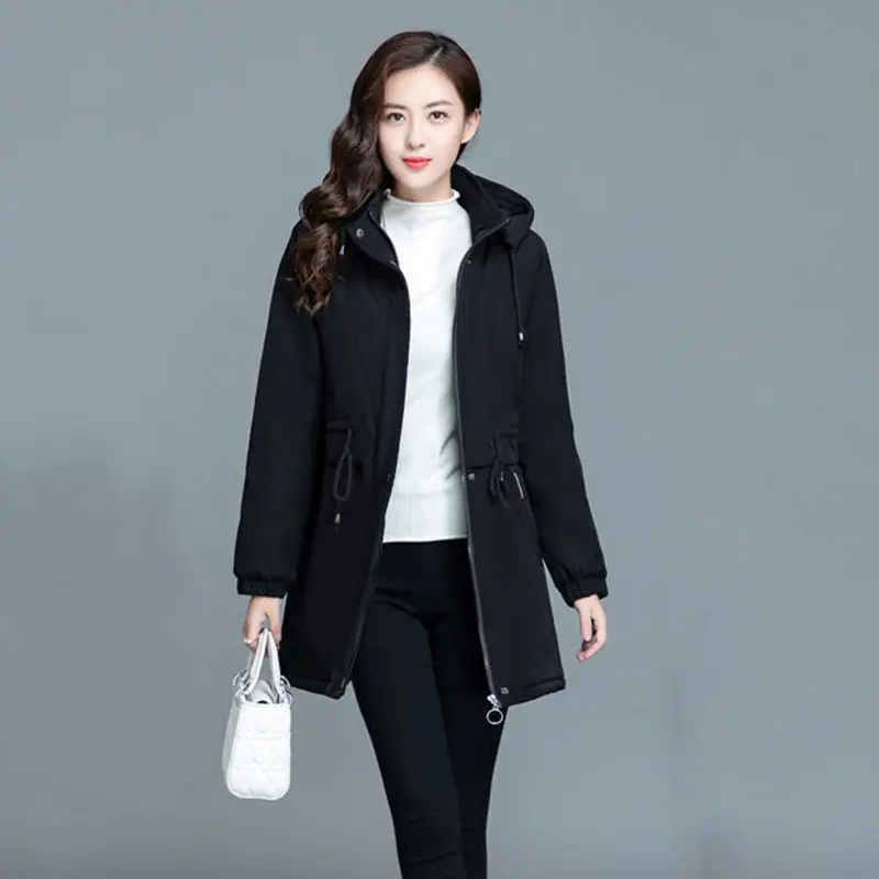 Women Jacket 2025New Autumn Winter Middle aged Hooded Parkas Thick Warm Causal Windbreaker Coat Mid-Length Outerwear Female Tops
