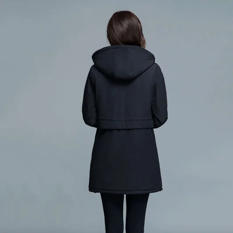 Women Jacket 2025New Autumn Winter Middle aged Hooded Parkas Thick Warm Causal Windbreaker Coat Mid-Length Outerwear Female Tops