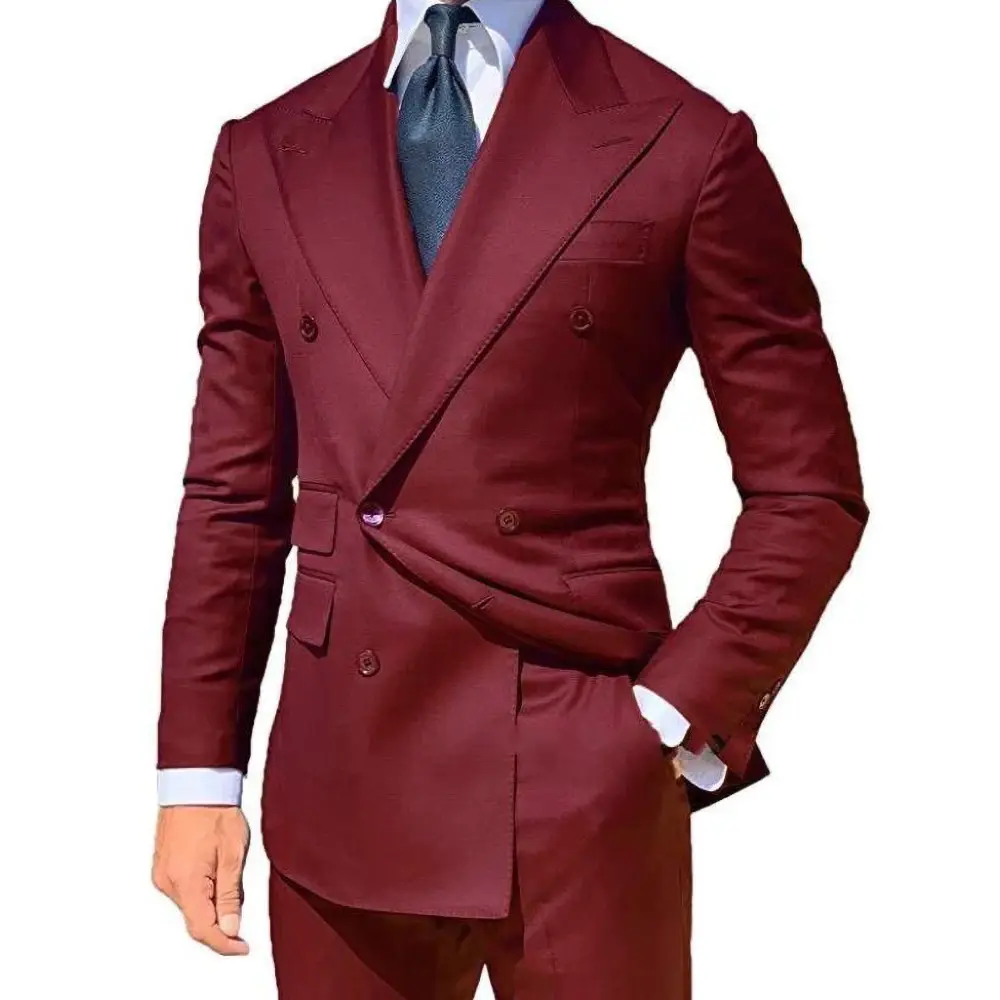 Yellow Men Suits 2 Pieces Set Fashion New Men's Casual Boutique Business Formal Wedding Groom Suit Coat Blazer Trousers 2024