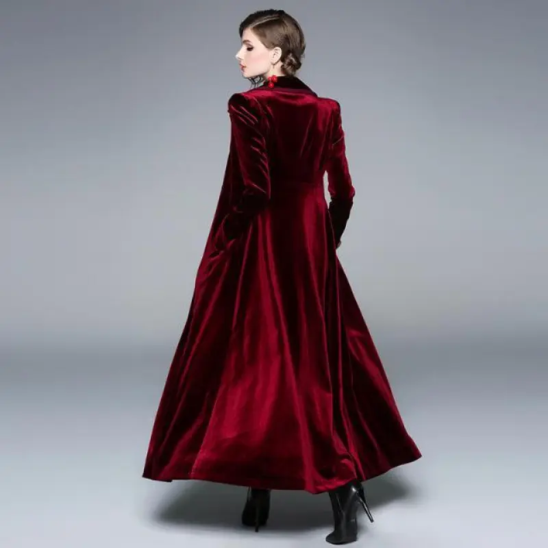 Autumn Winter Golden Velvet Trench Coat Women New Long High End Temperament  All-Match Casual Windbreaker Female Overcoat Tops