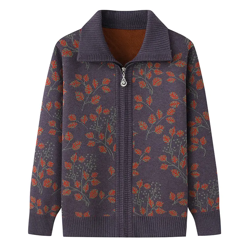 New 2024 Middle-aged And elderly Long-sleeved Autumn Winter Women Sweater knitted Cardigan Jacket Female Casual Knitwear Tops