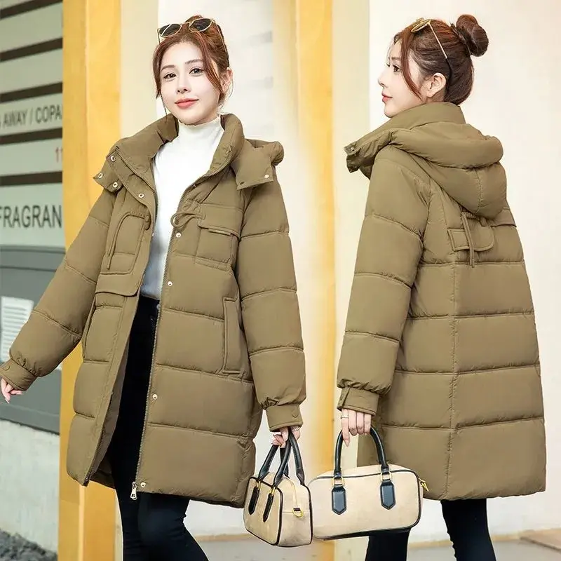 New Winter Down Cotton Jacket Women's Snow Wear Coat Women Warm Thicken Casual Loose Hooded Long Parkas Outwear Overcoat