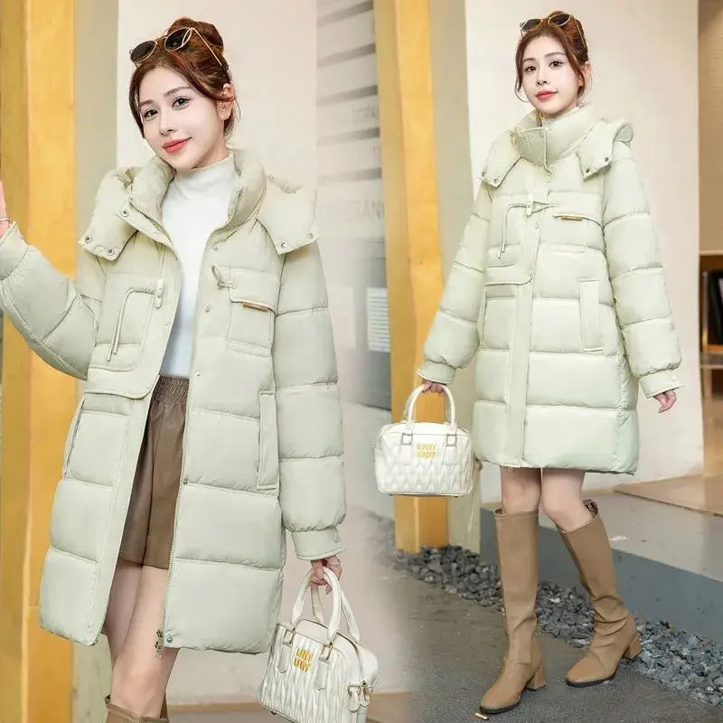 New Winter Down Cotton Jacket Women's Snow Wear Coat Women Warm Thicken Casual Loose Hooded Long Parkas Outwear Overcoat
