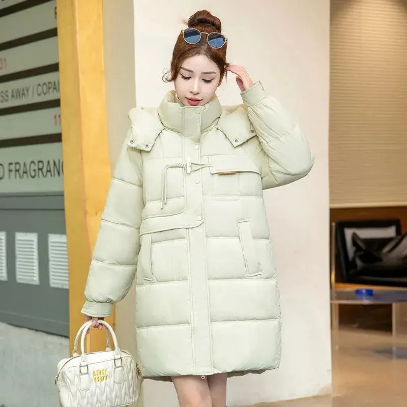 New Winter Down Cotton Jacket Women's Snow Wear Coat Women Warm Thicken Casual Loose Hooded Long Parkas Outwear Overcoat