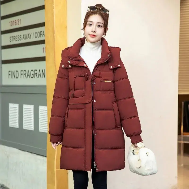 New Winter Down Cotton Jacket Women's Snow Wear Coat Women Warm Thicken Casual Loose Hooded Long Parkas Outwear Overcoat