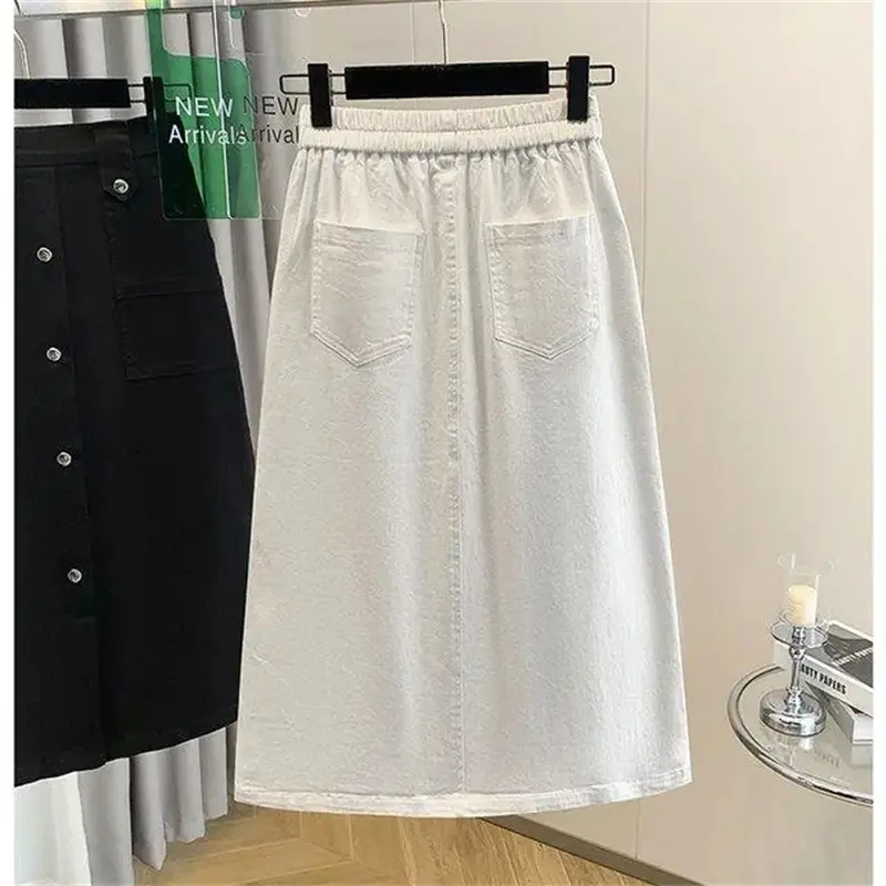 2025 New Women Denim Skirt Spring Summer High Waist Skirts Female Korean All-match Fashion Single breasted Ladies Skirts