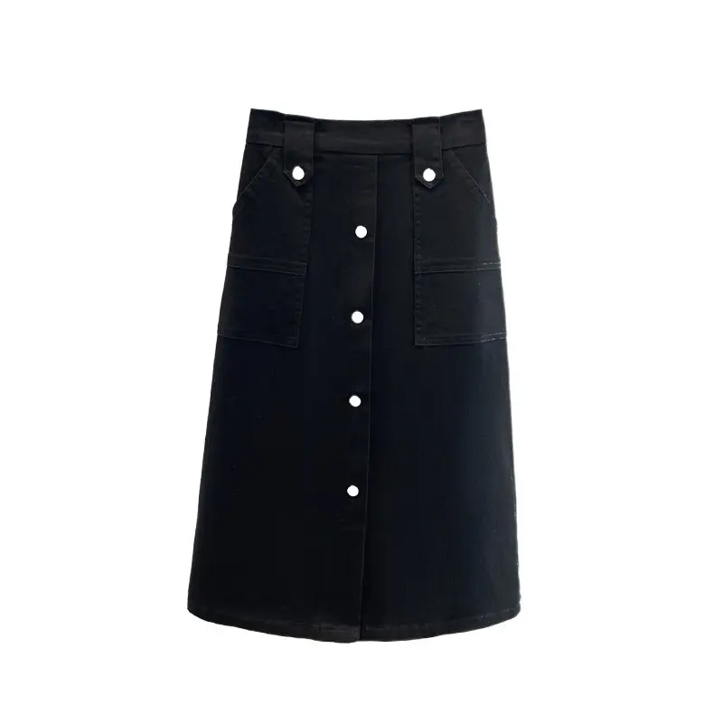 2025 New Women Denim Skirt Spring Summer High Waist Skirts Female Korean All-match Fashion Single breasted Ladies Skirts