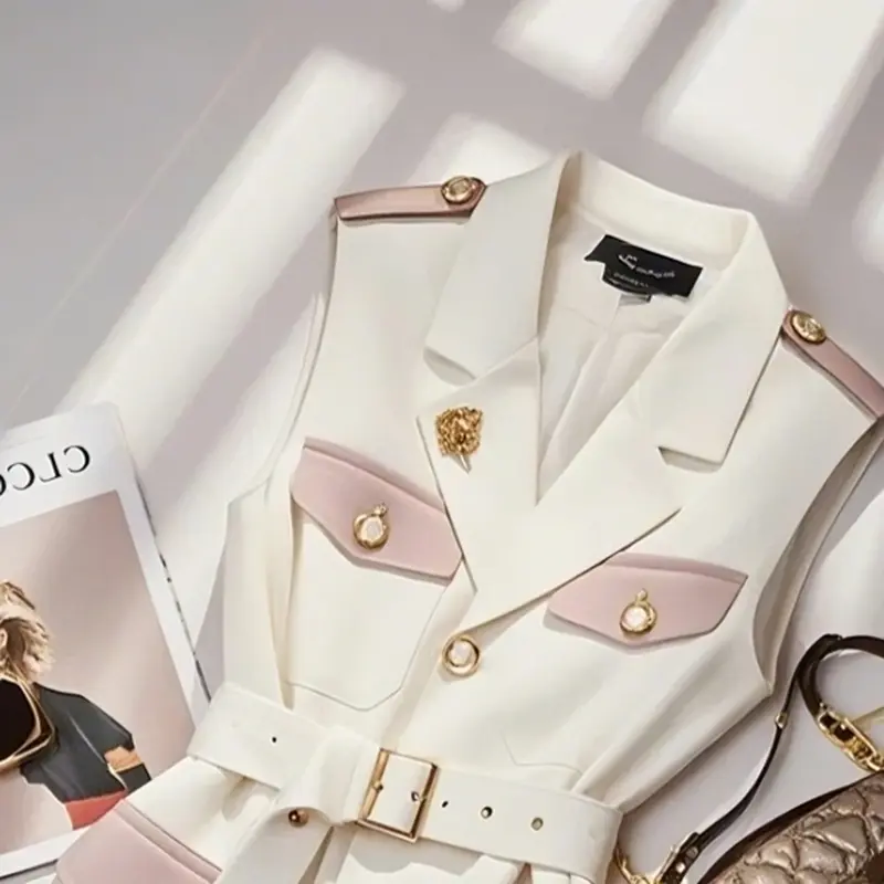 Women Blazer Vest Coat 2025 Spring Sleeveless Advanced Sense Ladies Vest Jacket Casual Appear Thin Fashion Waistcoat Female Tops