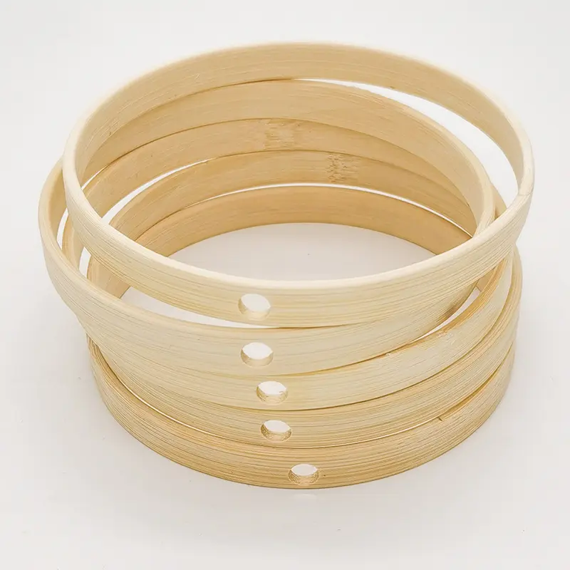 1Pc 10-26cm Bamboo Ring Hoop DIY Wreath Garland Wooden Ring With Hole Handmade Wedding Floral Wreath Craft Christmas Home Decor