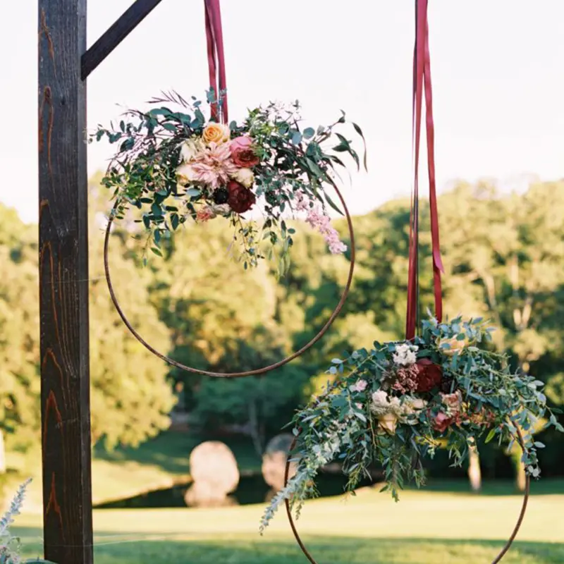 1Pc 10-26cm Bamboo Ring Hoop DIY Wreath Garland Wooden Ring With Hole Handmade Wedding Floral Wreath Craft Christmas Home Decor