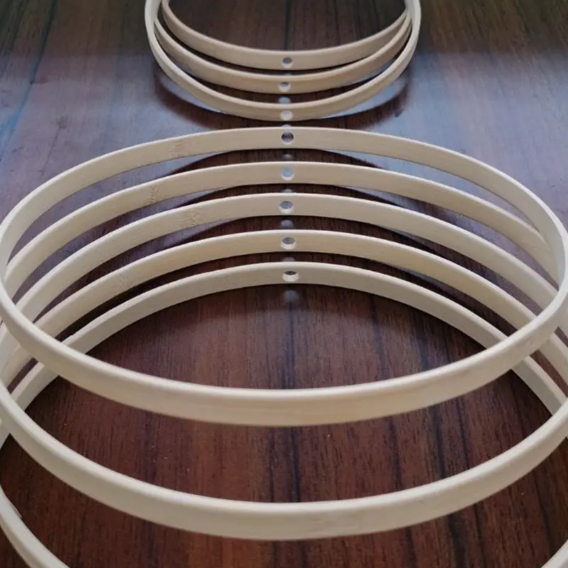 1Pc 10-26cm Bamboo Ring Hoop DIY Wreath Garland Wooden Ring With Hole Handmade Wedding Floral Wreath Craft Christmas Home Decor