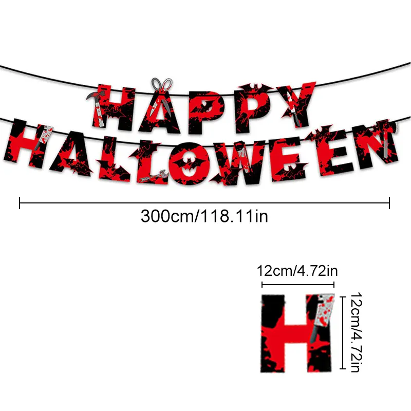 Happy Halloween Banner Swirling Decorations Pumpkin Ghost Bat Skull Hanging Swirl For Outdoor Home Halloween Party Decorations