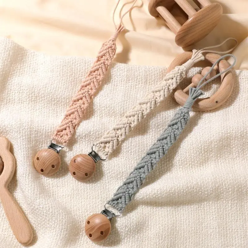 3Pcs/set Vintage Crochet Pacifier Clip Baby Pacifier Chain Clips Adapter Holder Newborn Teething Soother Chew Dummy Clips