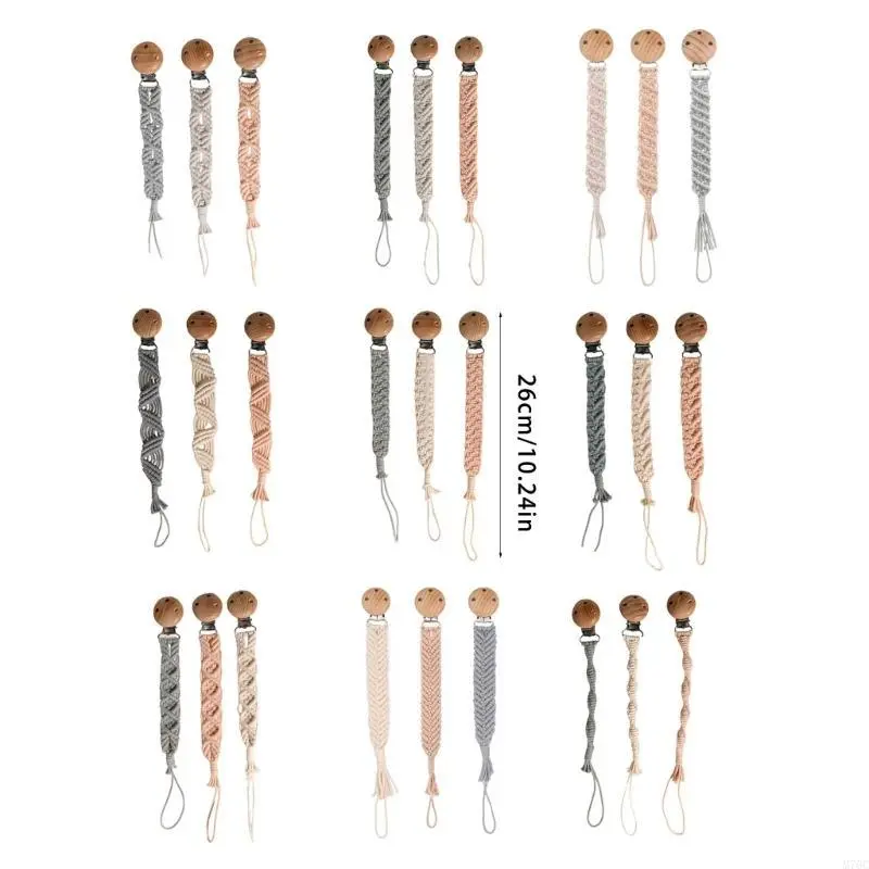 3Pcs/set Vintage Crochet Pacifier Clip Baby Pacifier Chain Clips Adapter Holder Newborn Teething Soother Chew Dummy Clips