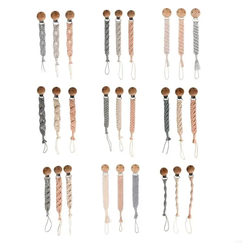 3Pcs/set Vintage Crochet Pacifier Clip Baby Pacifier Chain Clips Adapter Holder Newborn Teething Soother Chew Dummy Clips